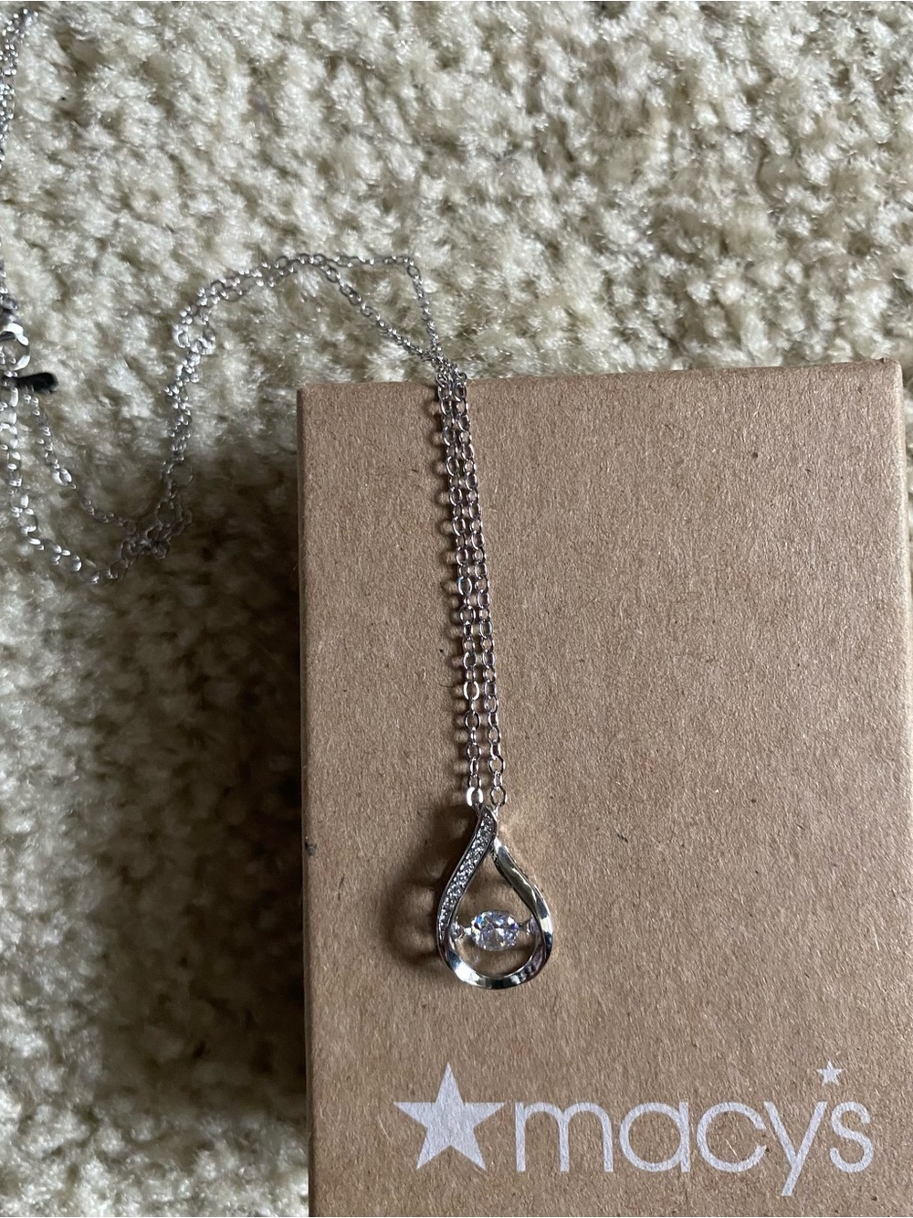 925 Sterling Silver Teardrop Pendant Necklace with Clear Stone - Macy's